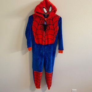 Spiderman Pajamas Size 4-5 Boys One Piece Union Suit Blanket Sleeper Size 10